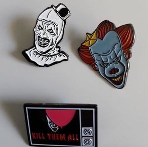 New horror clown pin set of 3